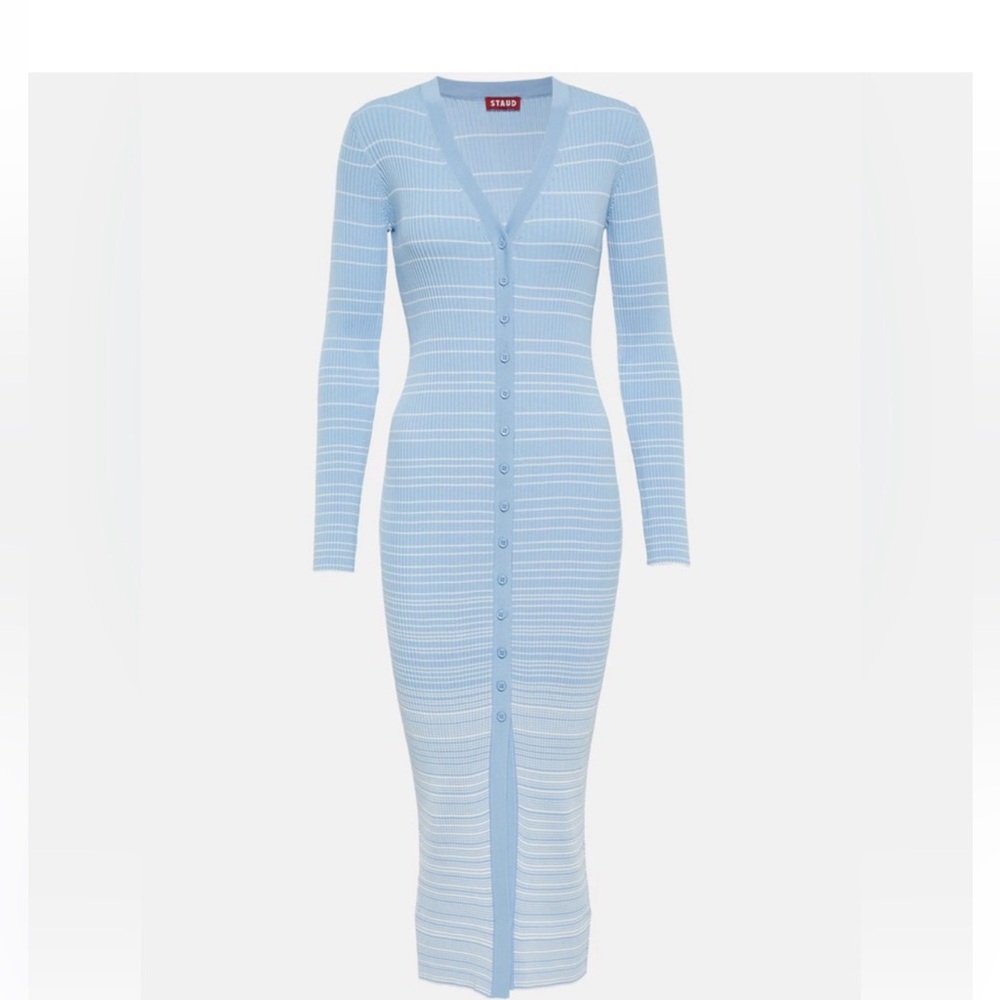 Striped Blue Long Sleeve Dress